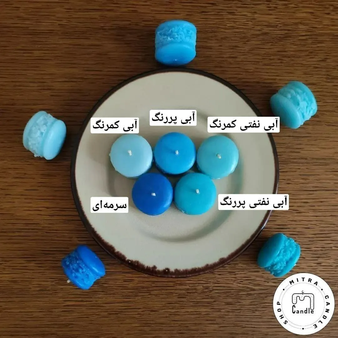 blue-theme-macaron-candle شمع ماکارون تم آبی - Image 1