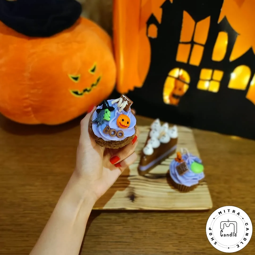 halloween--candle-set.5 شمع کاپ کیک بزرگ هالووین - Image 1