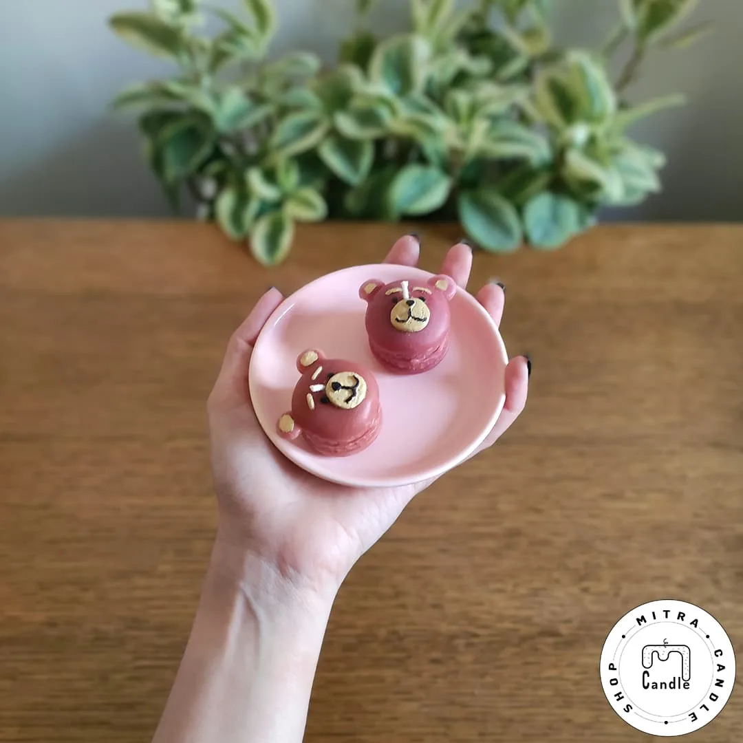 macaron_bear_ears_candle.1 شمع ماکارون خرس گوش دار - Image 1