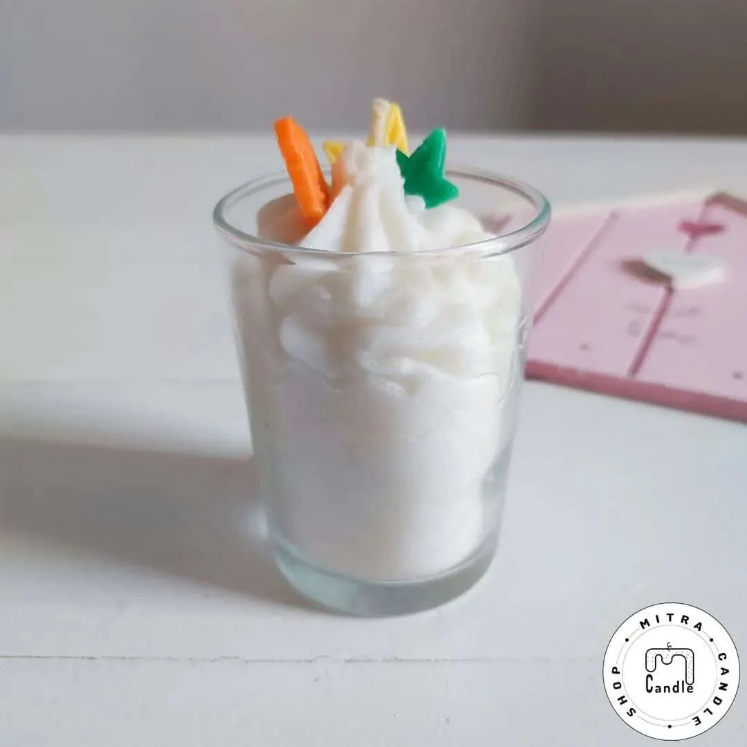 leafy-glass-dessert-candle.1 شمع دسر لیوانی برگی - Image 1