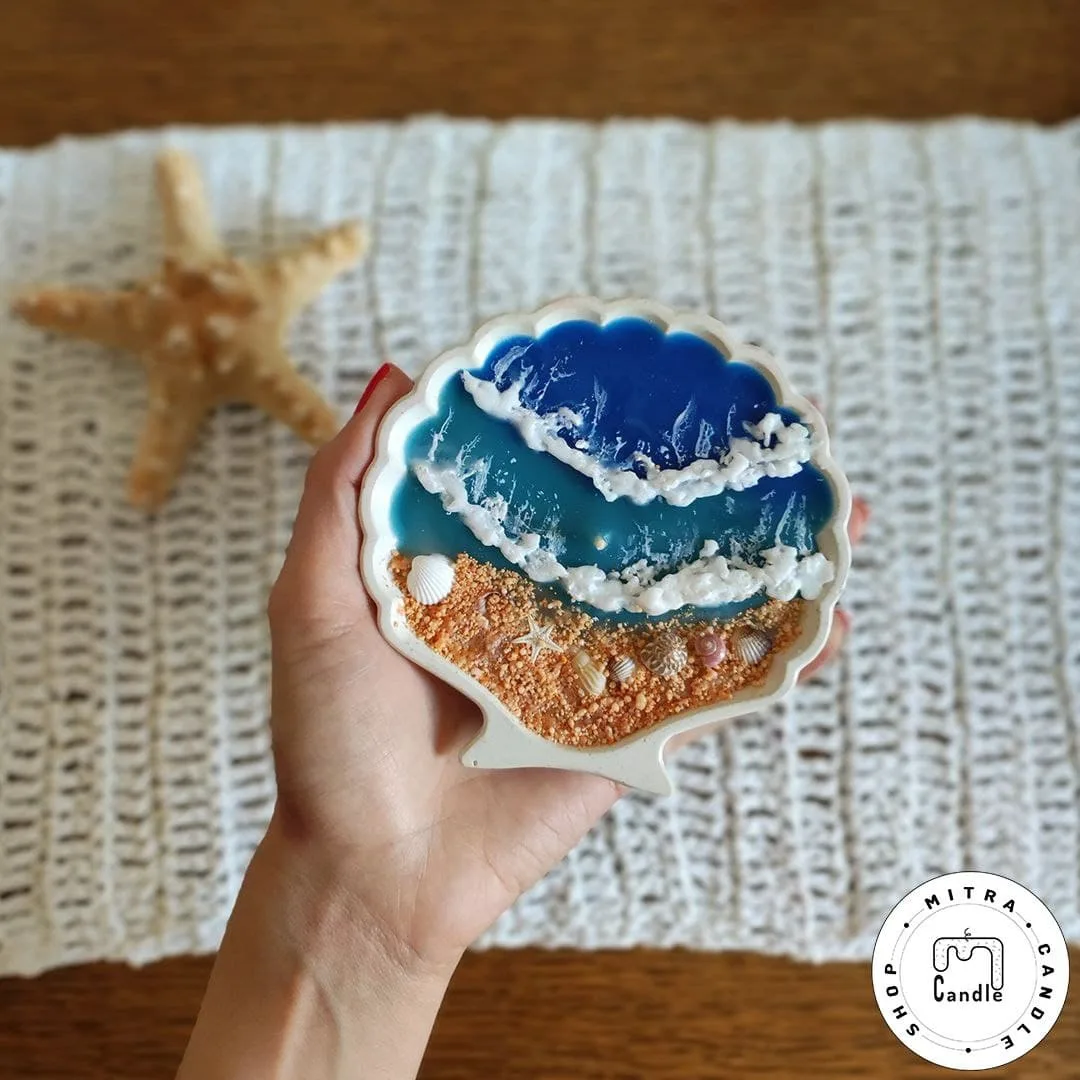 wavy beach candle.1 شمع ساحل موج دار - Image 1
