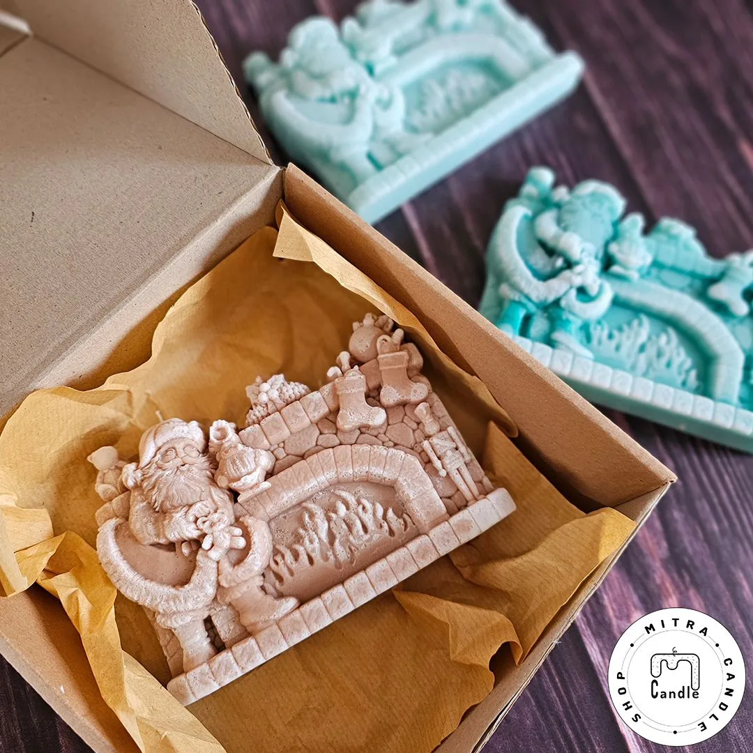 christmas fireplace candle.1 شمع شومینه کریسمسی - Image 1