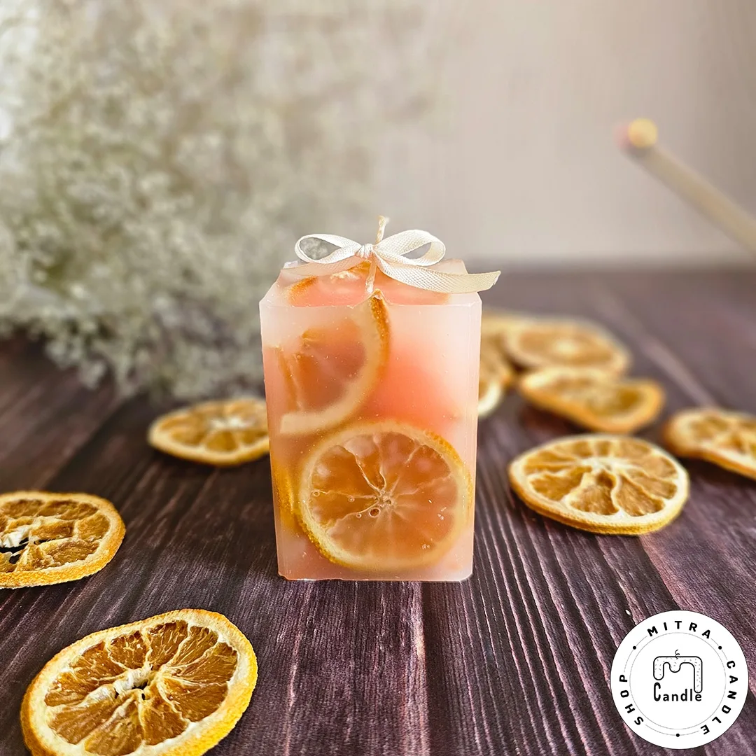 orange candle.1 شمع استوانه پرتقالی - Image 1