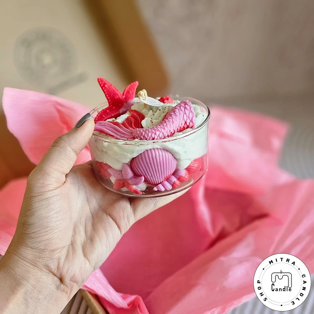 sea glass candle.2 شمع لیوانی دریایی - Image 1