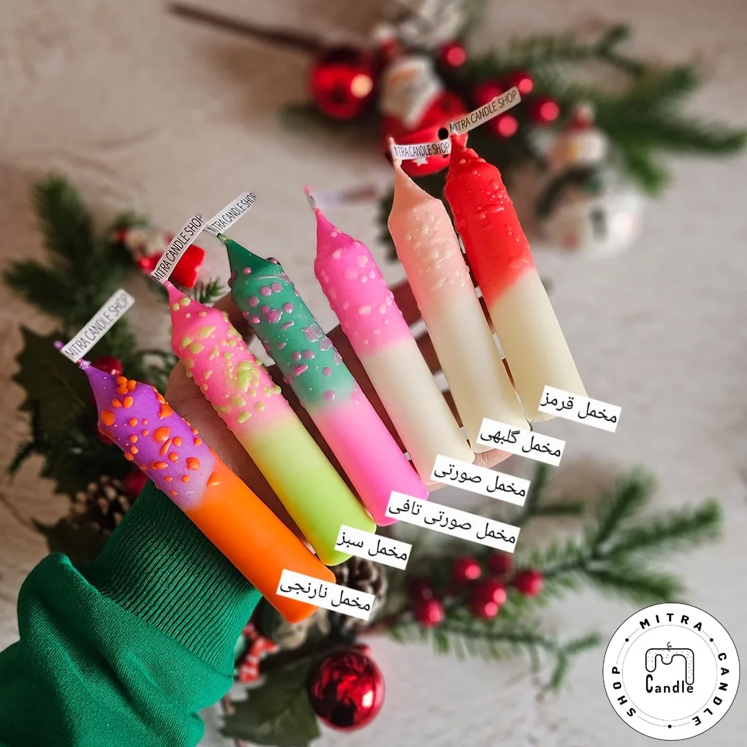 colorfull pen candle.1 پک شمع قلمی مخمل - Image 1