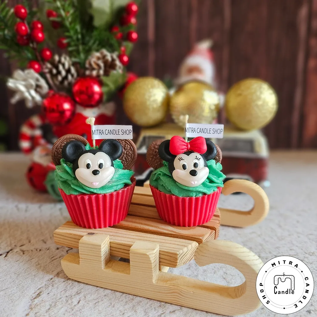 mickeymouse cupcake.2 شمع کاپ کیک میکی موس - Image 1