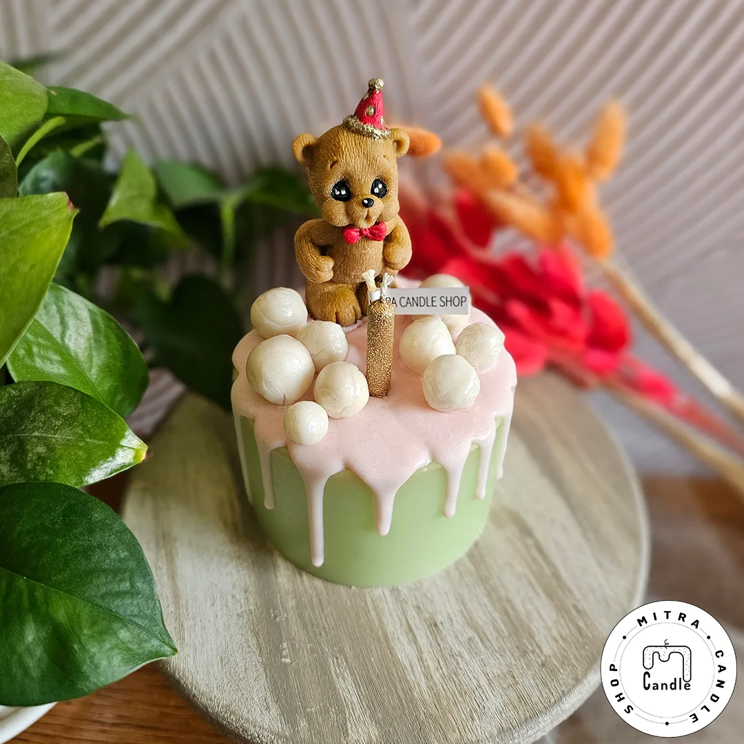 cake8 شمع کیک تولد خرسی - Image 1