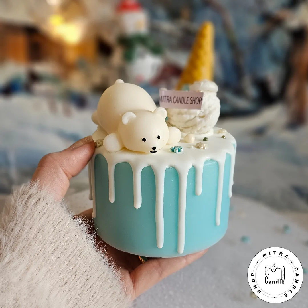 polar bear cake3 شمع کیک خرس قطبی - Image 1