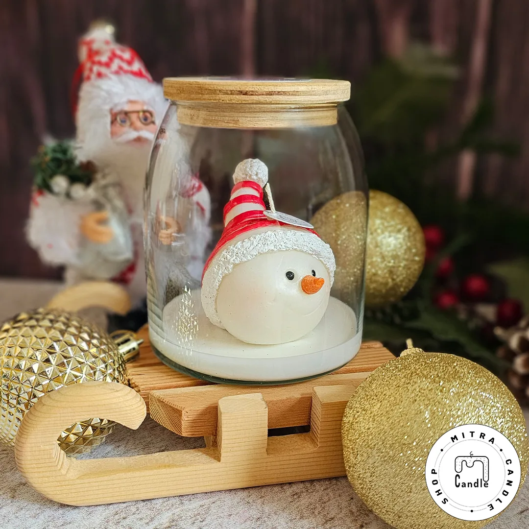 snowmanglass2 شمع حباب آدم برفی - Image 1